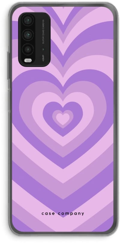 Case Company® - Hoesje geschikt voor Xiaomi Redmi 9T hoesje - Hart Paars - Soft Cover Telefoonhoesje - Bescherming aan alle Kanten en Schermrand