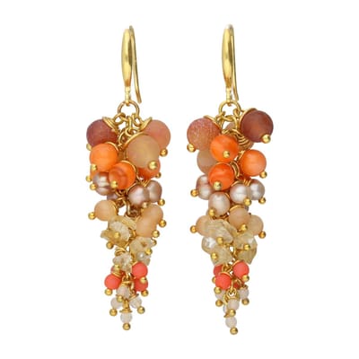 Bela Donaco - Oorbellen Wrap Wire - Agaat - Parels - Citrien - Rozenkwarts - 24K Verguld Sterling Zilver