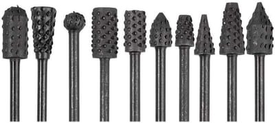 Rotary Burr Rasp Set - Houtsnijwerk Bestanden - Houtbewerking Polijsten Slijpen - 1/8 inch Schacht - 10 stuks - Zilver