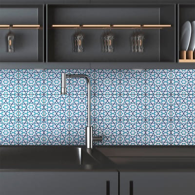 Zelfklevende tegelmuurstickers voor keuken en badkamer - 9 Oosterse cementtegelstickers (Ajman) - 9 stickers, 10x10cm