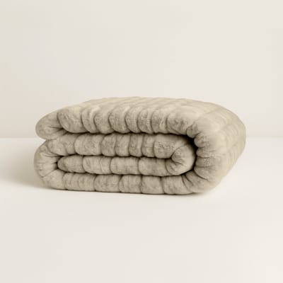 Y-NOT - Teddy Dekbed Zonder Overtrek 200x220 - Chunky Rib - All Season - Zacht & Wasbaar - Zand