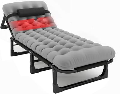 Campingbed met Matras - Opvouwbaar Bed - Ontspannen Buiten - 4 standen verstelbaar - 75 x 30 inch - Niet gespecificeerd