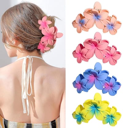 4 stuks Grote Bloem Haarspangen - Anti Slip Heldere Bloem Haarclip voor Vrouwen Meisjes Zomer Strand Boho Kapsel Accessoires