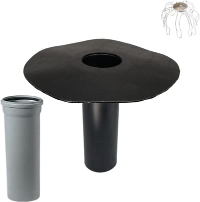 Dakafvoer Set - Dakgoot Afvoer - Platte Dak Drainage - Bitumen Flens - DN 100/110 - Zwart en Grijs