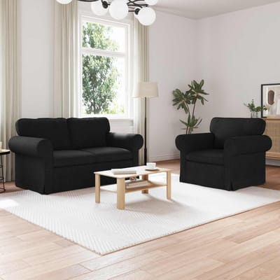 vidaXL Bankstel 2 pcs Zwart 155 x 82 x 80 cm Stof