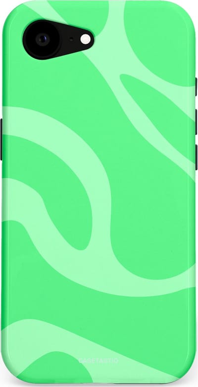 Casetastic hoesje geschikt voor Apple iPhone 16e / Apple iPhone 17e - MagSafe - Dubbellaagse bescherming - Limoen Groene Vloeiende Golven - Fashion Case - Groen