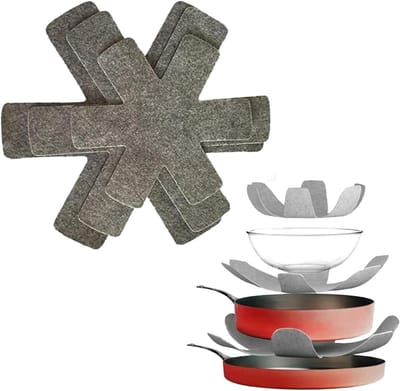 Pannenbeschermers - Potbeschermers Keuken - Kookgerei Beschermen - Ruimtebesparend Stapelen - 3 Maten - Grijs
