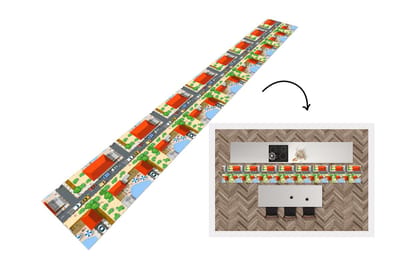 Keukenloper - Keukenmat - Auto - Patronen - Wegen - Steden - 400x50 cm - Keuken vloerkleed