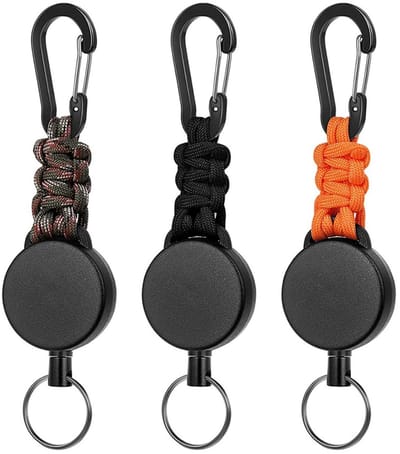 EXCITAT Karabijnhaak - Karabijnhaak sleutelhanger - Sleutelhanger met koord - met 60 cm draadkoord - 3 stuks