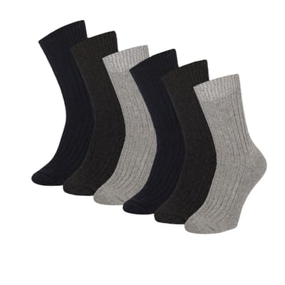 Noorse Wollen Werksokken - Badstof Zool - 6-Pack - Zwart / 39/42
