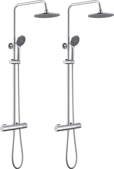 Auralum max Regendouche met Thermostaatkraan - 2 Set - Doucheset - Regendoucheset - Douchekolom met Thermostatische Mengkraan - 9 inch Douchekop - Waterbesparend - Chroom