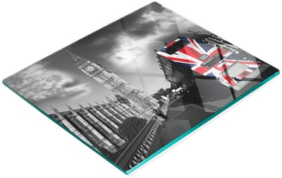Decoratieve glazen snij- en serveerplank met Big Ben-motief, 60x52 cm