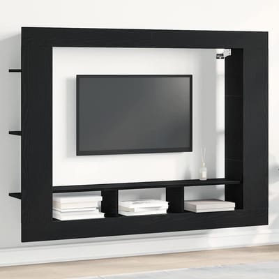vidaXL - TV - Kast - 152 - x - 22 - x - 113 - cm - Zwart - eiken - Bewerkt - hout