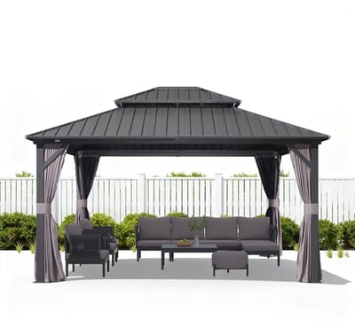 PURPLE LEAF Hardtop Alu Gartenpavillon – Dubbel Top – Galvanised Steel Roof – Wind en Weerbestendig