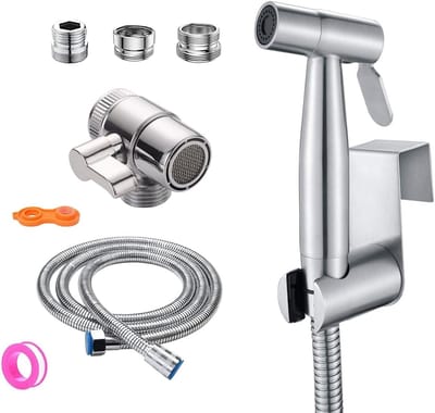 Draagbare bidet sprayer kit met roestvrijstalen handdouche, 2-weg doucheafsluiter, 1.5m slang en houder voor optimale hygiëne en comfort