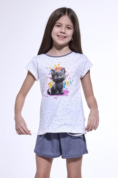 Cornette Katoenen Pyama Meisjes | Korte Mouw Korte Broek | Shortama | Black Cat 246/109 146/152