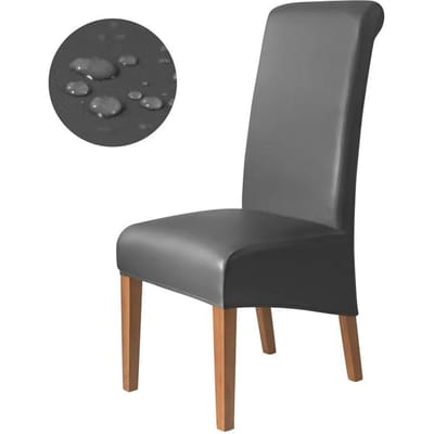 1 stuks PU Leer Waterdichte Eetkamerstoelhoezen Effen Kleur Elastische Grote Stoelhoes Anti-vuil Stoelhoezen Afneembaar 1pc chair cover