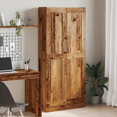 vidaXL - Hoge - kast - 82,5x30,5x185 - cm - bewerkt - hout - oud - houtkleurig