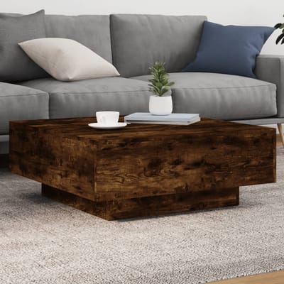 vidaXL - Salontafel - met - LED-verlichting - 80x80x31 - cm - gerookt - eikenkleurig