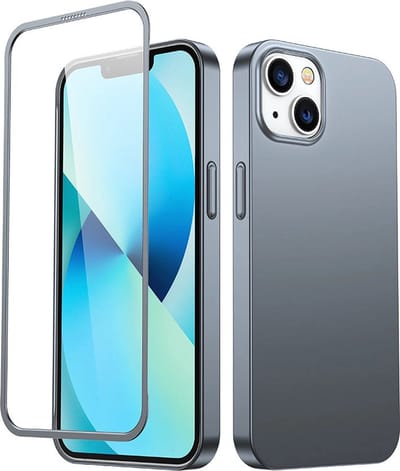 Joyroom - 360 - - 360 - Full - Case - case - cover - voor - iPhone - 13 - achter- en - voorkant - case - + - gehard - glas - grijs - (JR-BP927 - aanslag)