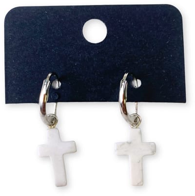 Howliet wit kruis oorbellen - fashion jewelry