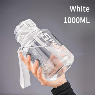 Sport Waterfles Grote Capaciteit Verdikte Bekers Buiten Eén Deksel Dubbel Drinken Draagbaar Afgesloten Lekvrij Drinkgerei 1.0L-1.5L gray