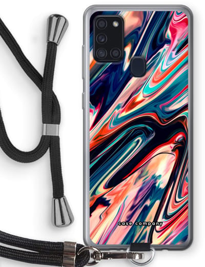 Case Company® - Hoesje met koord geschikt voor Samsung Galaxy A21s hoesje met Koord - Quantum Being - Telefoonhoesje met Zwart Koord - Bescherming aan alle Kanten en Over de Schermrand