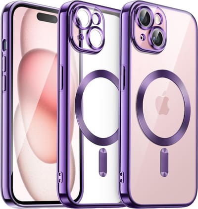 Hoesje Geschikt voor iPhone 15 Hoesje - Geschikt voor MagSafe - Arara siliconen Backcover - Paars