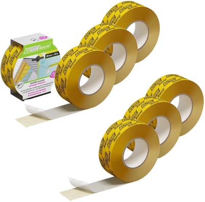 Verpakking van 6 stuks Icucral plakband 033 3088, 60 mm x 40 m, oplosmiddelvrij, extreem hoge kleefkracht, voor overlappingen in dampremmende folies, dampremmende tape, professionele kwaliteit, luchtdichte folietape