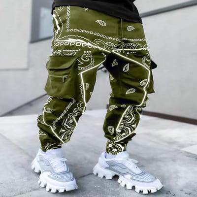 Mannen afdrukken hiphopbroeken Heren cargobroeken Broeken Mode Streetwear joggingbroek voor heren Joggers High Street losse broeken M legergroene kleur