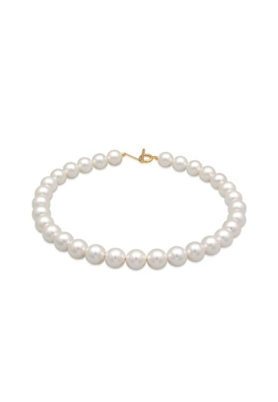 Elli - Halsketting - Dames Trend T-Bone sluiting met schelpkern kralen in 925 sterling zilver verguld - Heren