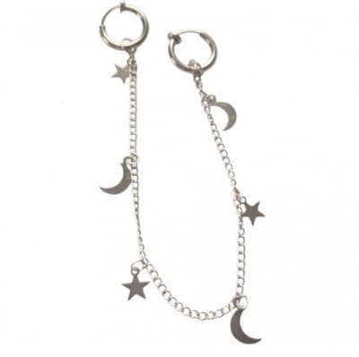 Helix oorhanger - maan ster - zilverkleur- geen gaatje - 1 stuks-Charme Bijoux