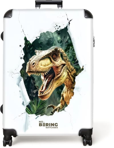 NoBoringSuitcases.com® - Koffer groot - Reiskoffer lichtgewicht - T-Rex - Scheur - Realistisch - Rolkoffer met 4 wielen - Grote trolley XL - 98 liter bagage