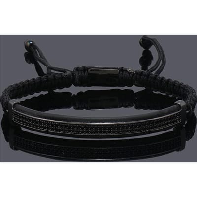 Bracelets Punk en Barres CZ Tressées de Luxe pour Hommes et Femmes Bijoux faits à la main Cadeau noir