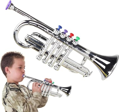Speelgoed trompet - Muziek hoorn - Muziek ontdekken - Realistisch ontwerp - 36 cm - Wit