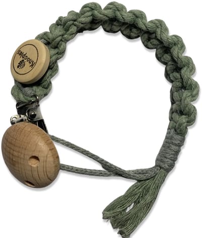 Knoopies Speenkoord - Olijfgroen - Katoenkoord - Handgemaakt in ons Macramé Atelier - Prijs per Stuk - Inclusief Verzendkosten