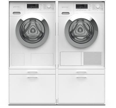 Washcab® Wasmachine Kast - Wasmachine Verhoger - Wasmachine Ombouw - Wit - Duo Set Low 1 - 120kg draagkracht - 5 jaar garantie