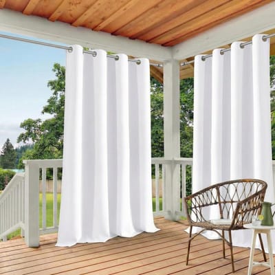 Qelus 1 Stuk Buitengordijn Waterdicht - Outdoor Gordijn met Oogjes - Weerbestendig & UV-beschermend - Voor Patio en Balkon - Rideau Extérieur - 132x213cm - Wit