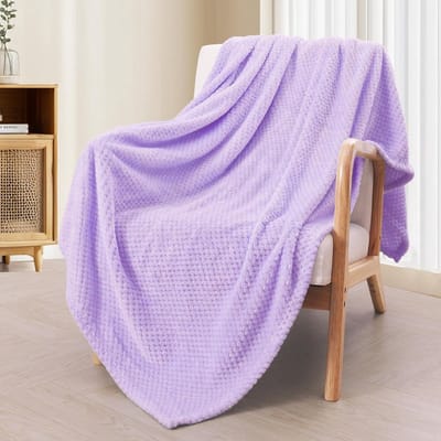 Extra Grote Fleece Deken - Super Zacht en Warm voor Bank en Bed - Wafelstructuur in Lila Paars (127 x 187 cm)