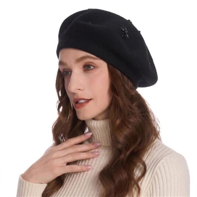 Dailygoods- Baskenmuts Dubbellaags Warm - Franse Baret - Effen Zwart - One Size - Zacht en Comfortabel - Ideaal voor Koude Dagen - Barethoed