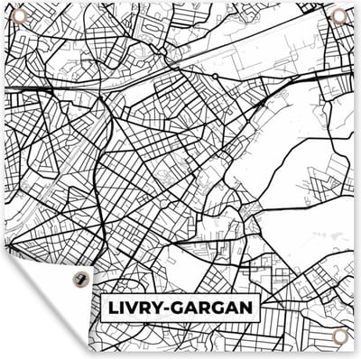 Tuin poster Frankrijk - Livry-Gargan - Kaart - Plattegrond - Stadskaart - Zwart wit - 200x200 cm - Tuindoek