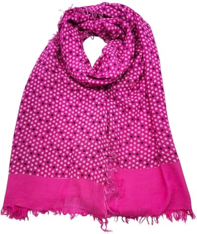 Bamboe lange dames sjaal Lina gebloemd motief fuchsia wit blauw natuurlijk materiaal