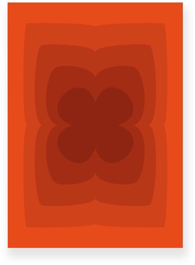 Poster 20x30 cm - Abstracte Kleurovergang - Klavertje Vier - Rood - Bruin - Vintage - Op-Art - Muurdecoratie - Wanddecoratie