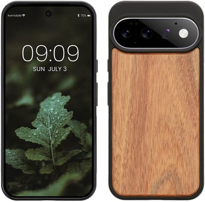 kwmobile telefoonhoesje geschikt voor Google Pixel 11 Pro - Hoesje met bumper in vintage bruin / bruin - Backcover - hout