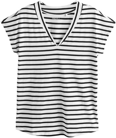 Next - Dames - T-shirt met V-hals en kapmouwtjes - Zwart