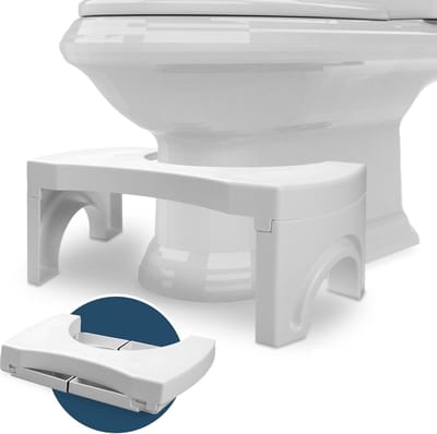Opvouwbaar Toiletkrukje inclusief Potty Training - Juiste houding - Volwassenen en Kinderen - Wit - Inklapbaar