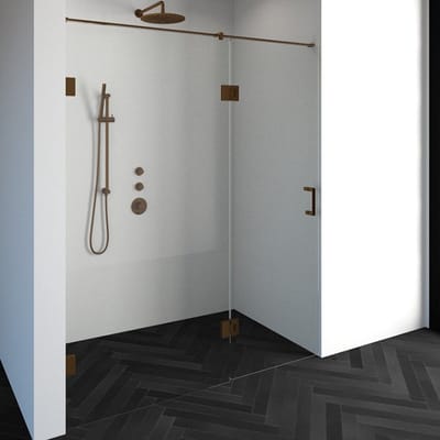 Brauer Void nisdeur 2-delig helder glas 170x200 omkeerbaar met draaideur 70 aan glas incl. glascoating PVD koper