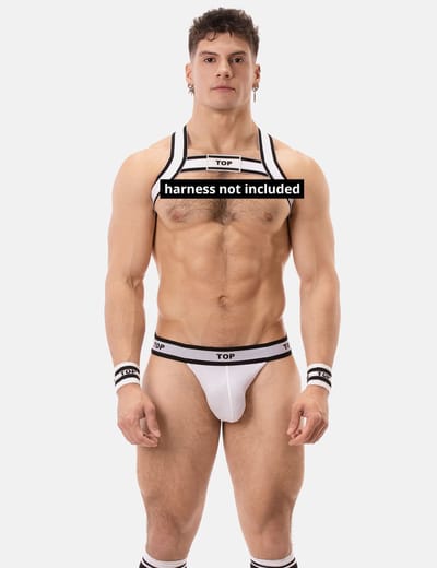 Barcode Berlin Jockstrap TOP White-Black - MAAT S - Heren Ondergoed - Jockstrap voor Man - Mannen Jock