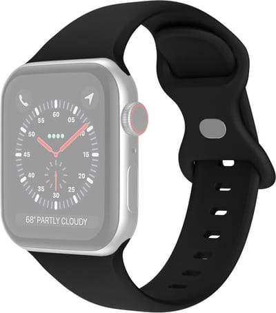 Siliconen bandje - geschikt voor Apple Watch 1/2/3/4/5/6/7/8/9/10/11/ SE (1,2,3) met maat 38 mm / 40 mm / 41 mm en 42 mm (Watch 10/11) - maat S/M - zwart