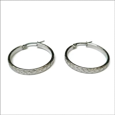 Aramat Jewels | Oorringen | Moderne Grieks Motief Rvs Oorbellen | Grieks-Motief-30x3mm | |3mm | Staal | Volwassenen | Verkleurd niet